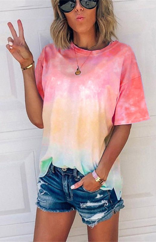 Echoarchiv | Damen Tie Dye Gradient Print Lose T-Shirt für Frauen