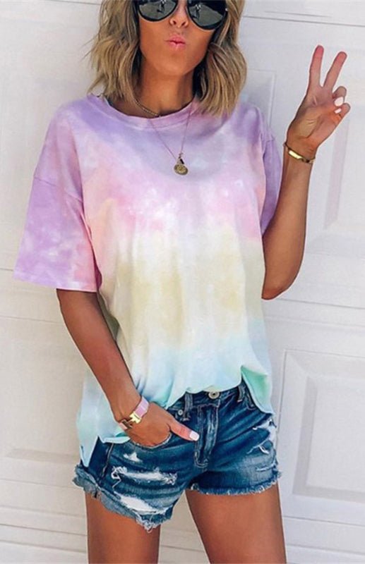 Echoarchiv | Damen Tie Dye Gradient Print Lose T-Shirt für Frauen