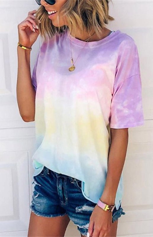 Echoarchiv | Damen Tie Dye Gradient Print Lose T-Shirt für Frauen