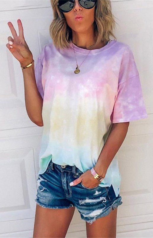 Echoarchiv | Damen Tie Dye Gradient Print Lose T-Shirt für Frauen