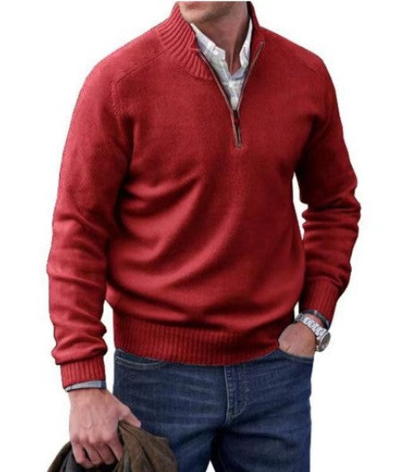 Herren Pullover Mit Revers Und Reißverschluss Einfarbig – Terenzo