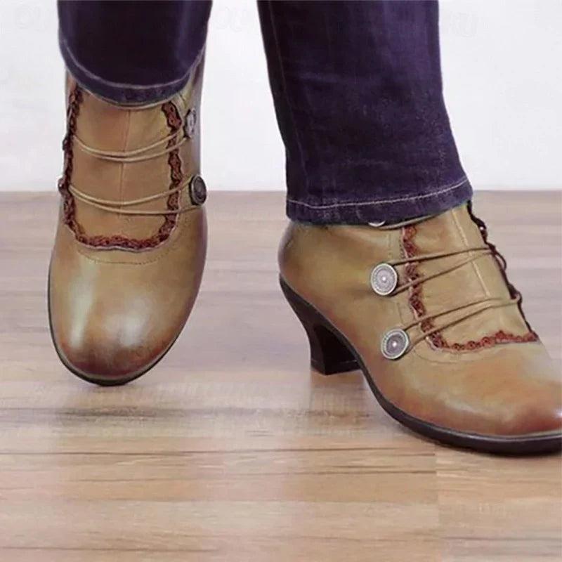Damen Viktorianische Schnür-Stiefeletten mit Spitzenbesatz – Seravelle