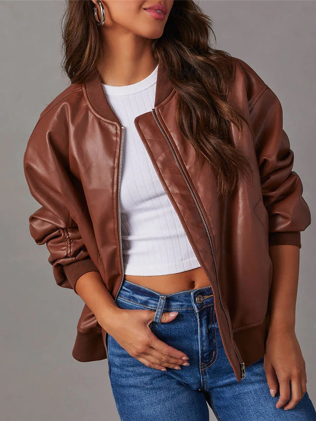 Echoarchiv | Lockere Lederjacke für Damen
