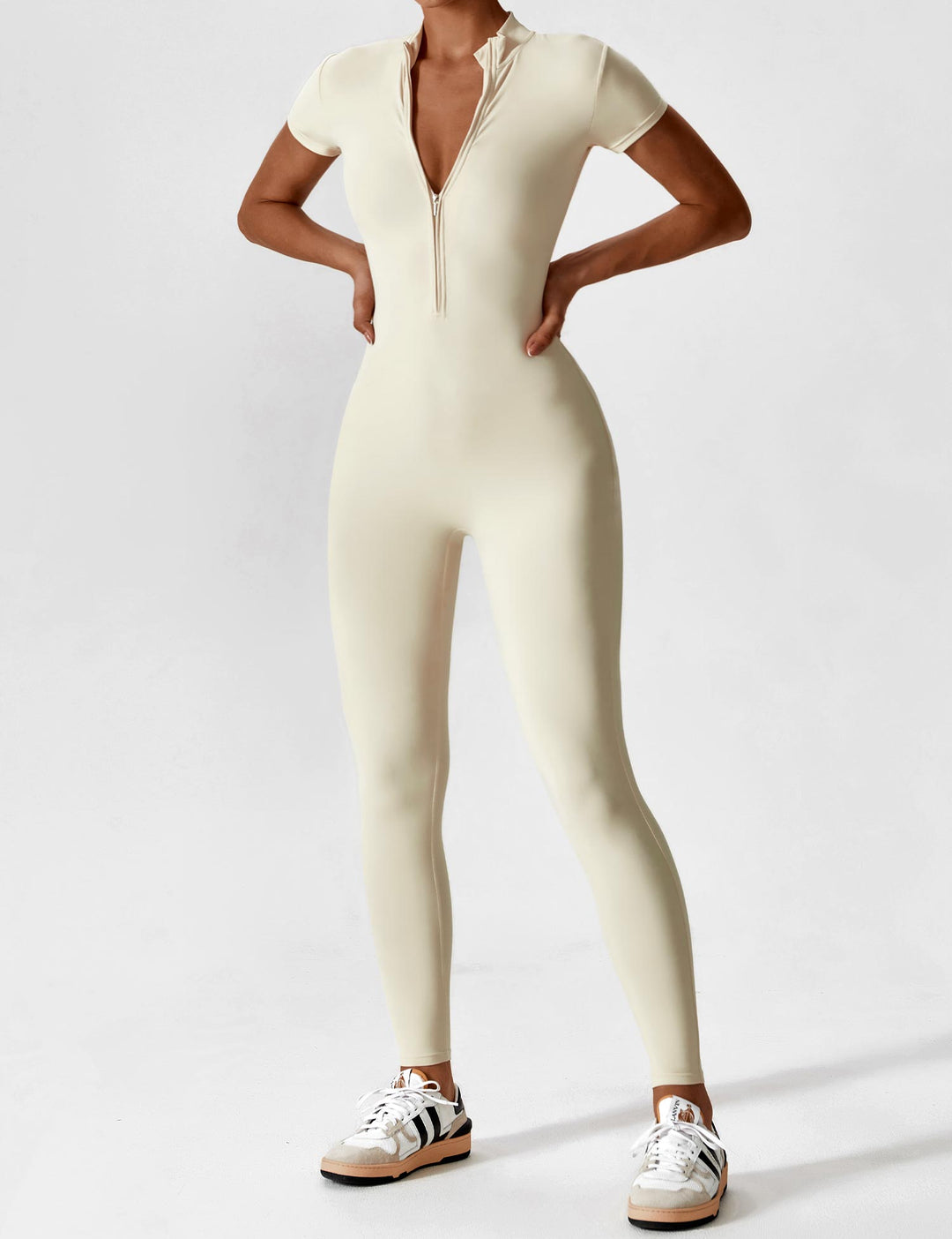 Echoarchiv - Lange Ärmel/Kurze Ärmel Reißverschluss Jumpsuit für Frauen