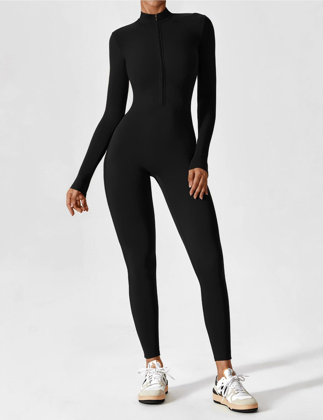 Echoarchiv - Lange Ärmel/Kurze Ärmel Reißverschluss Jumpsuit für Frauen