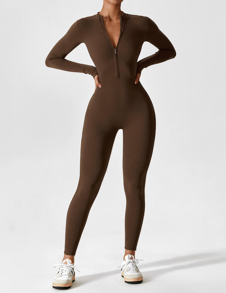 Echoarchiv - Lange Ärmel/Kurze Ärmel Reißverschluss Jumpsuit für Frauen