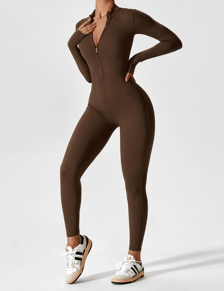 Echoarchiv - Lange Ärmel/Kurze Ärmel Reißverschluss Jumpsuit für Frauen