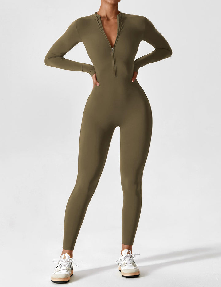 Echoarchiv - Lange Ärmel/Kurze Ärmel Reißverschluss Jumpsuit für Frauen