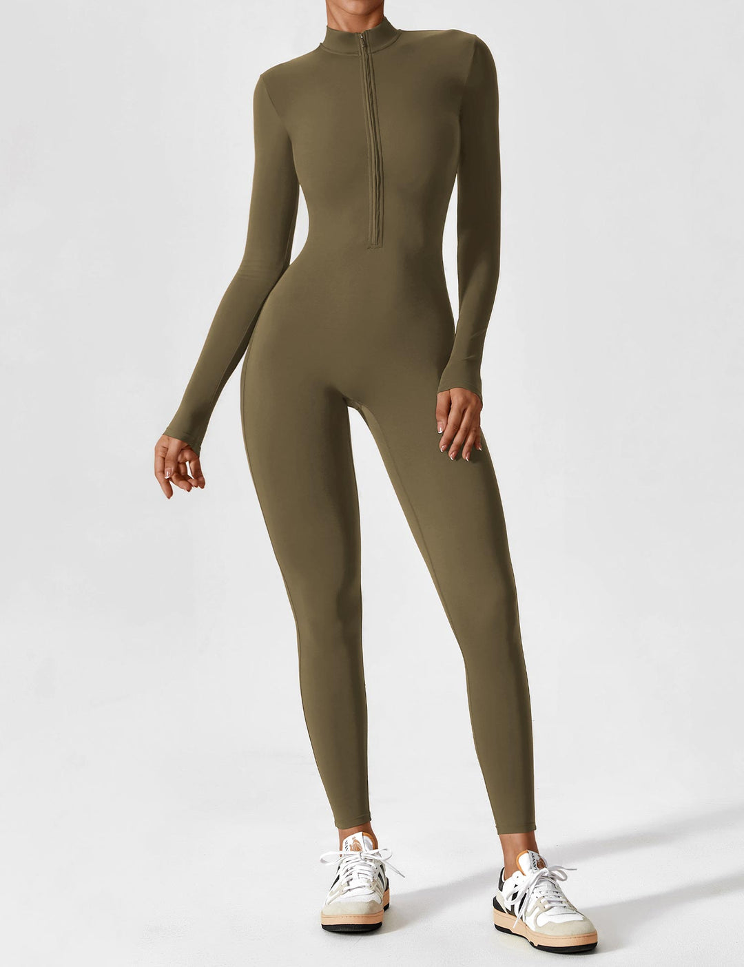 Echoarchiv - Lange Ärmel/Kurze Ärmel Reißverschluss Jumpsuit für Frauen