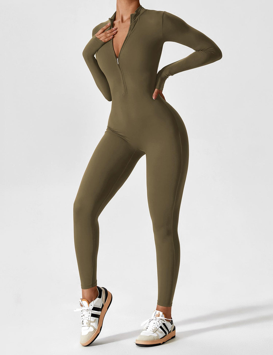 Echoarchiv - Lange Ärmel/Kurze Ärmel Reißverschluss Jumpsuit für Frauen