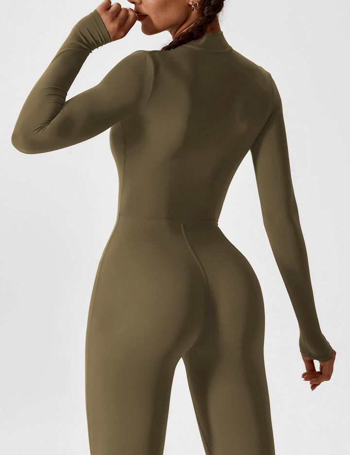 Echoarchiv - Lange Ärmel/Kurze Ärmel Reißverschluss Jumpsuit für Frauen