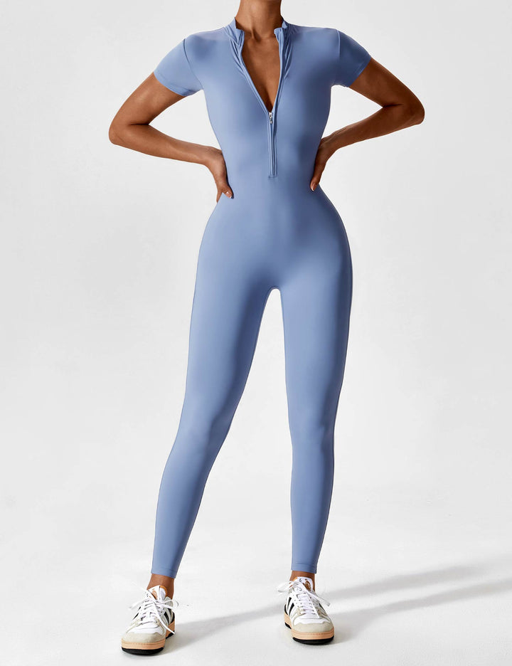 Echoarchiv - Lange Ärmel/Kurze Ärmel Reißverschluss Jumpsuit für Frauen