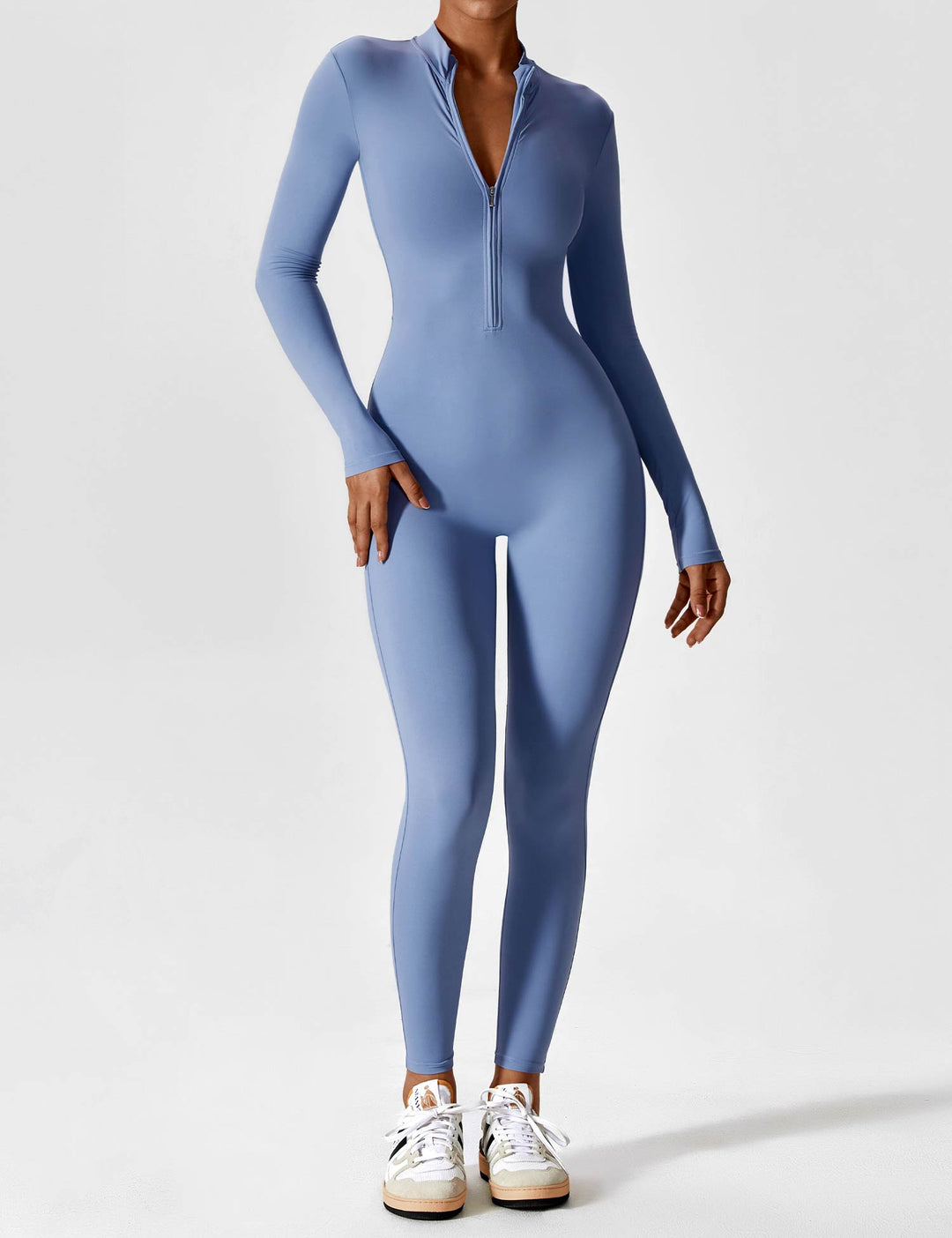 Echoarchiv - Lange Ärmel/Kurze Ärmel Reißverschluss Jumpsuit für Frauen