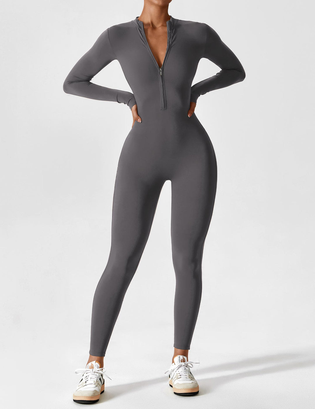 Echoarchiv - Lange Ärmel/Kurze Ärmel Reißverschluss Jumpsuit für Frauen