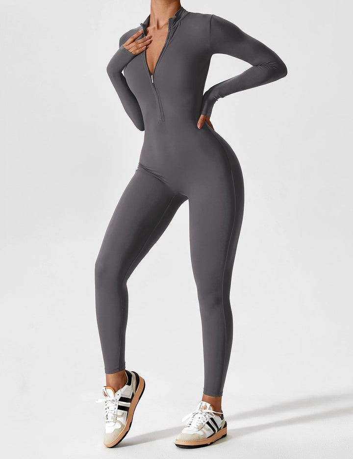 Echoarchiv - Lange Ärmel/Kurze Ärmel Reißverschluss Jumpsuit für Frauen