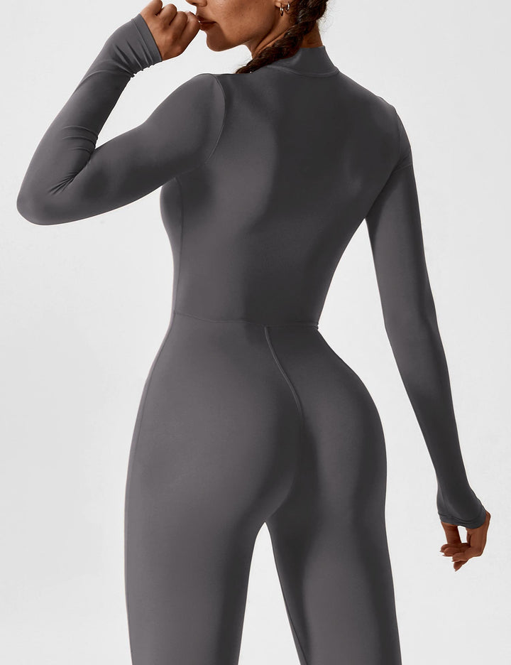 Echoarchiv - Lange Ärmel/Kurze Ärmel Reißverschluss Jumpsuit für Frauen