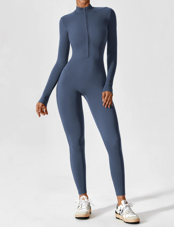 Echoarchiv - Lange Ärmel/Kurze Ärmel Reißverschluss Jumpsuit für Frauen