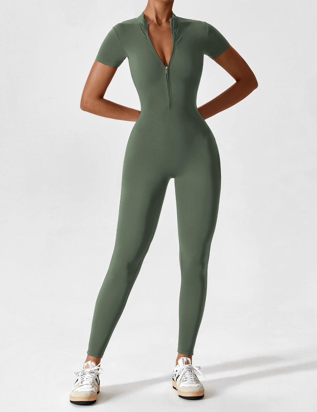 Echoarchiv - Lange Ärmel/Kurze Ärmel Reißverschluss Jumpsuit für Frauen