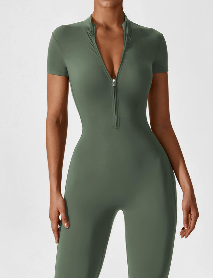 Echoarchiv - Lange Ärmel/Kurze Ärmel Reißverschluss Jumpsuit für Frauen