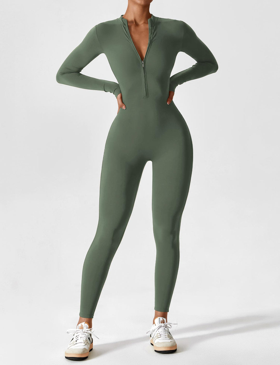 Echoarchiv - Lange Ärmel/Kurze Ärmel Reißverschluss Jumpsuit für Frauen