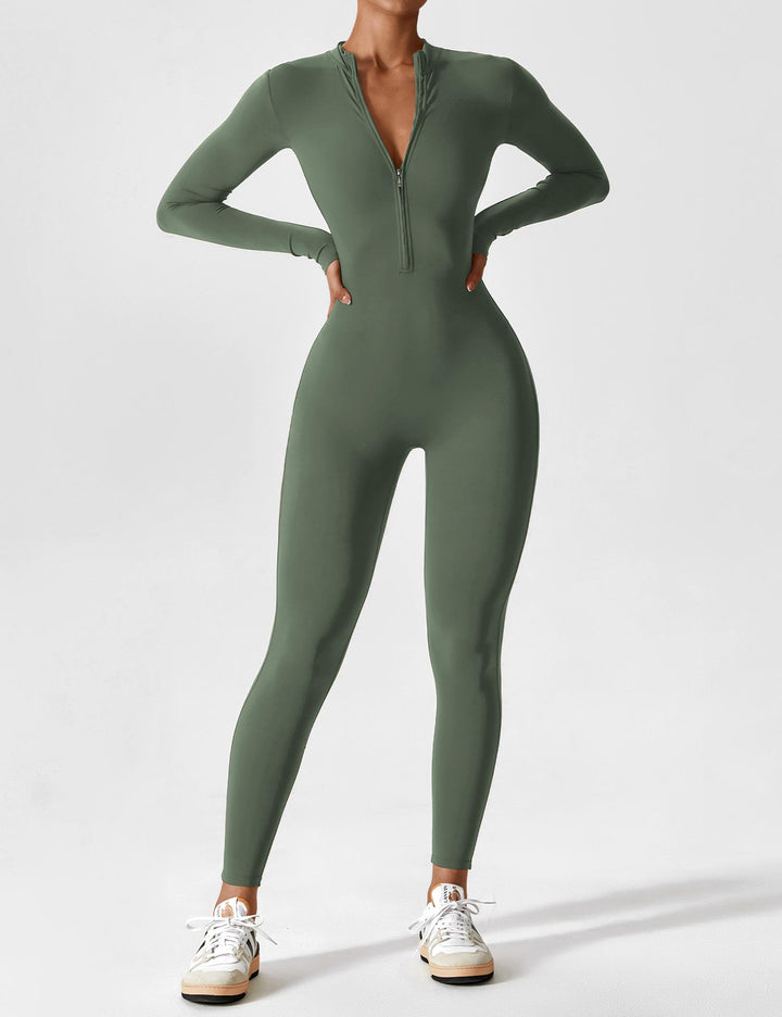 Echoarchiv - Lange Ärmel/Kurze Ärmel Reißverschluss Jumpsuit für Frauen