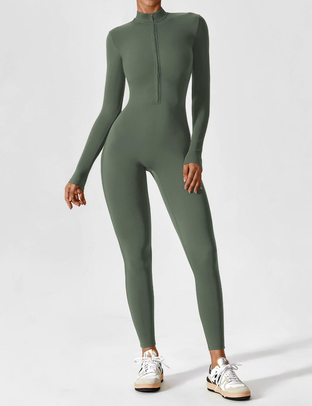 Echoarchiv - Lange Ärmel/Kurze Ärmel Reißverschluss Jumpsuit für Frauen