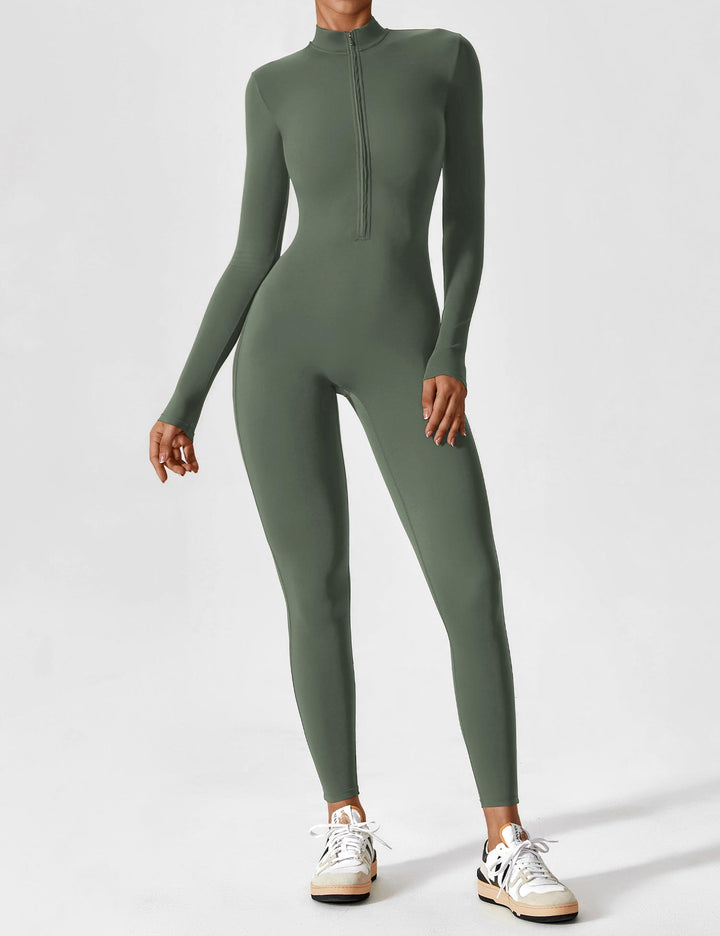 Echoarchiv - Lange Ärmel/Kurze Ärmel Reißverschluss Jumpsuit für Frauen