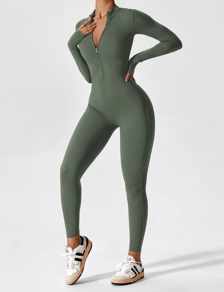Echoarchiv - Lange Ärmel/Kurze Ärmel Reißverschluss Jumpsuit für Frauen