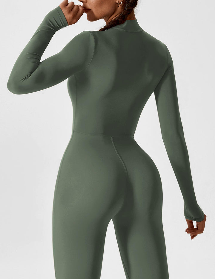 Echoarchiv - Lange Ärmel/Kurze Ärmel Reißverschluss Jumpsuit für Frauen