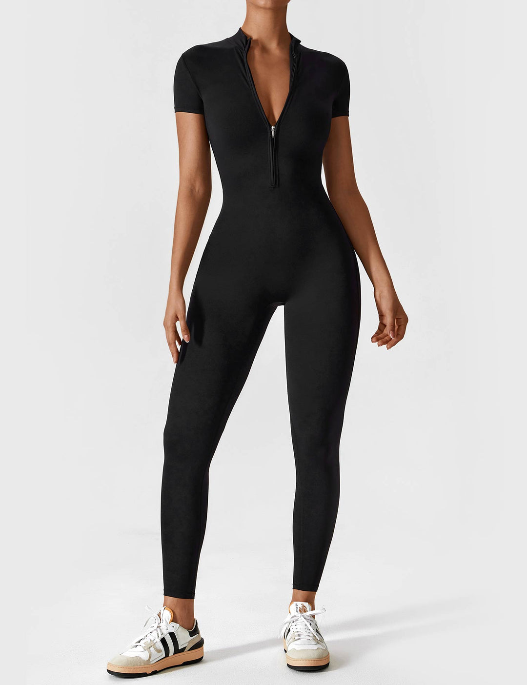 Echoarchiv - Lange Ärmel/Kurze Ärmel Reißverschluss Jumpsuit für Frauen