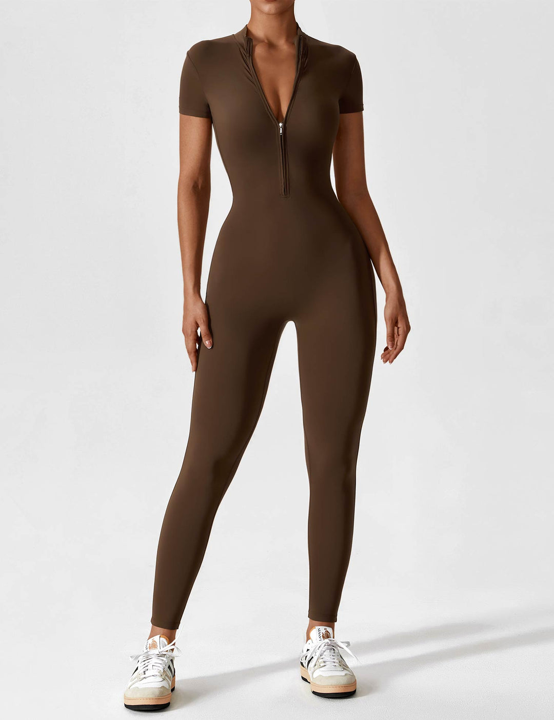 Echoarchiv - Lange Ärmel/Kurze Ärmel Reißverschluss Jumpsuit für Frauen